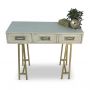 Three Drawer Carved Console Table - Whitewash Finish