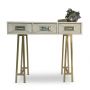 Three Drawer Carved Console Table - Whitewash Finish
