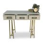 Three Drawer Carved Console Table - Whitewash Finish