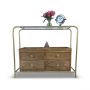 Wooden Console Table with Drawers and Glass Shelf