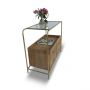 Wooden Console Table with Drawers and Glass Shelf