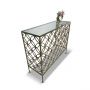 Sarton Antique Brass Floral Design Console with Glass Top