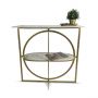 Muriel Brass Console Table with Marble Top and Shelf