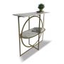 Muriel Brass Console Table with Marble Top and Shelf