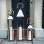 Stainless Steel Small Tall Venetian Lantern with Wooden Handle 