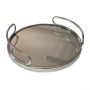 Round Tray with Handles and Mirror Base - Silver Finish