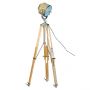 Green Beach House Floor Lamp on Natural Wooden Tripod