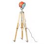 Red Beach House Floor Lamp on Natural Wooden Tripod