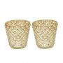 Pair of Small Bubble Votives - Gold