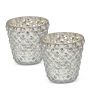 Pair of Large Antique Silver Mercury Glass Bubble Tea Light Holders