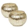 Pair of Large Antique Gold Mercury Glass Globe Tea Light Holders 