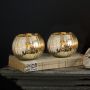 Pair of Small Antique Gold Mercury Glass Globe Tea Light Holders