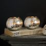 Pair of Small Antique Silver Mercury Glass Globe Tea Light Holders 