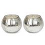 Pair of Small Antique Silver Mercury Glass Globe Tea Light Holders 