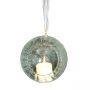 Small Fluted Round Glass Tea Light Hanging Decoration 