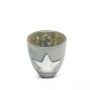 Small Antique Silver White Nordic Star Tea Light Holder